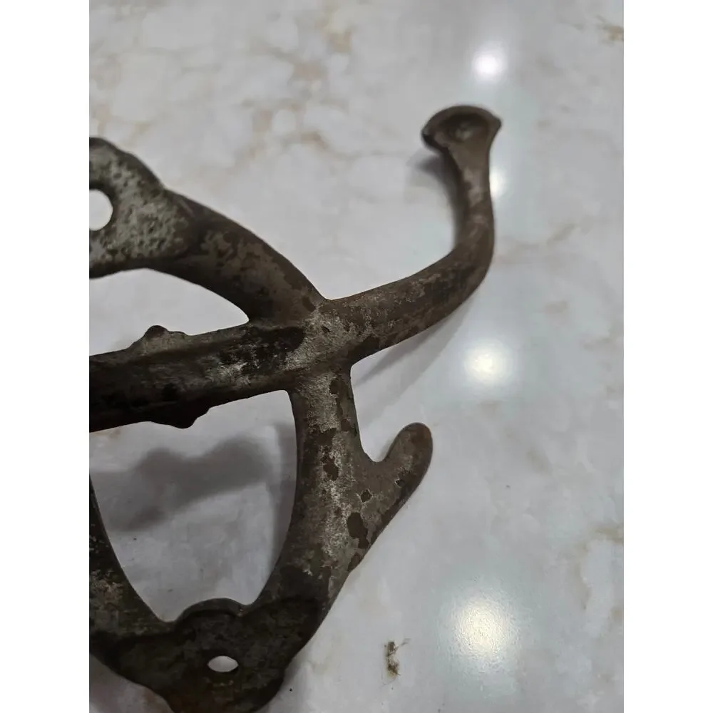 Antique Wall Mounted Cast Iron Dual Coat Hook & Hat Hall Tree Hanger Victorian